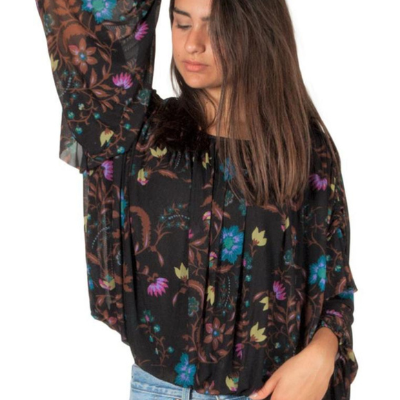 Free People Tops - Free People Wildflower Honey Black NWT
